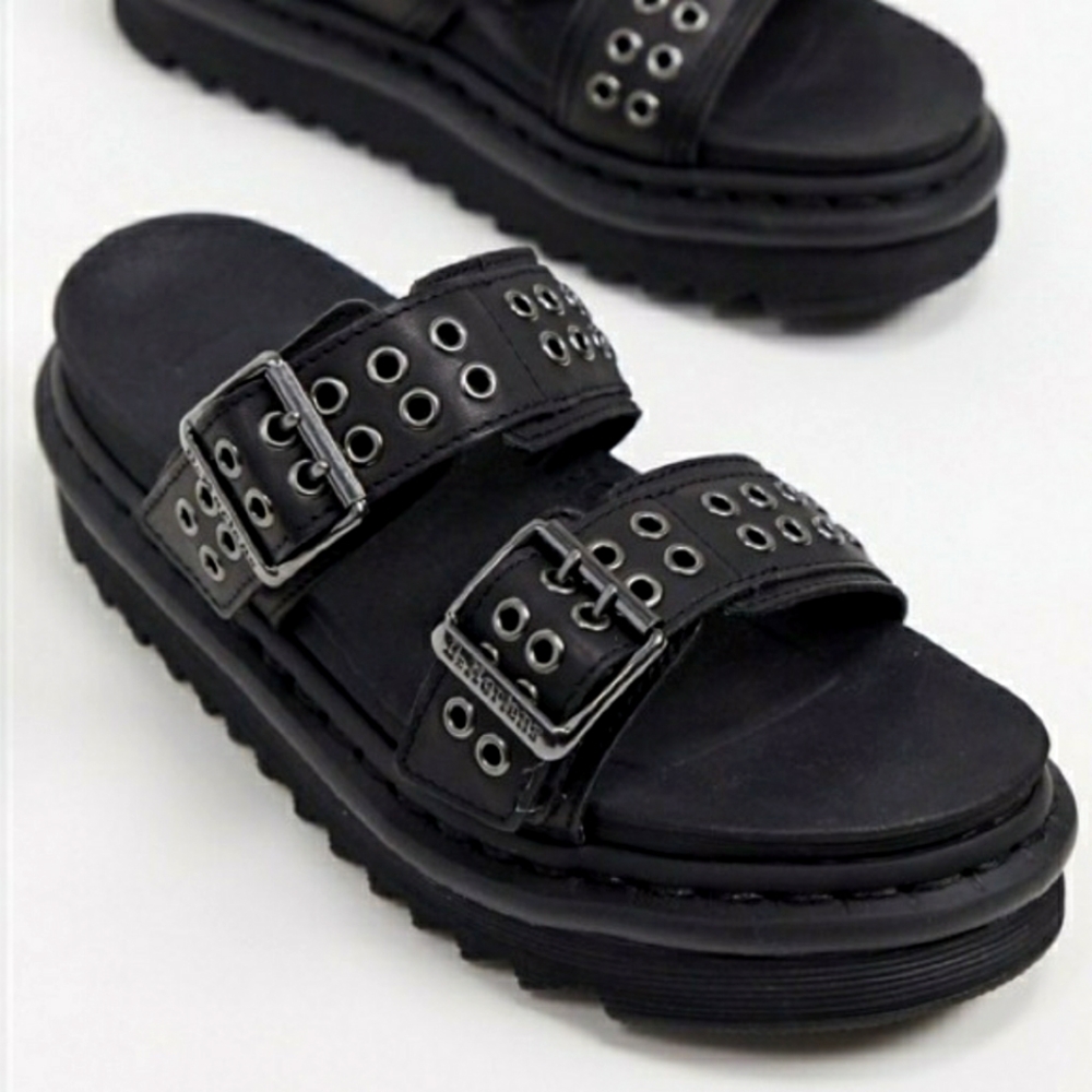Myles Platform Leather Buckle Slide Sandal